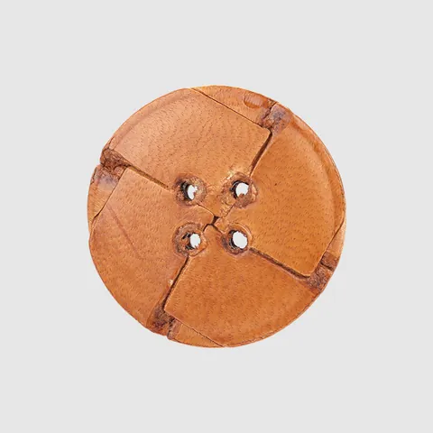 Vintage Cowhide Leather Buttons For Coats High-end Genuine Leather Woven Decorative Four Hole Buttons For Apparel DIY Sewing Craft