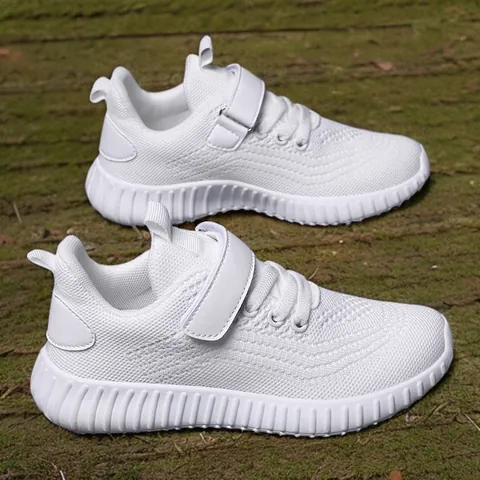 Kids Running Shoes Breathable Mesh Sneakers Hook and Loop Lightweight Sports Shoes for Boys Girls Daily School Training