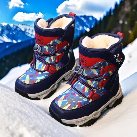 Kinder Winter Schneestiefel Jungen Mädchen Warm Plüsch Gefüttert Wasserdicht Rutschfest Outdoor Weltraum Planet Muster Kleinkind Stiefel