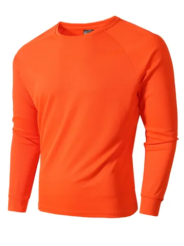 Men Casual Mesh T-Shirt Slim Fit Crew Neck Long Sleeve Top Breathable Polyester Workout Undershirt For Daily Leisure Sports