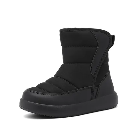 Kids Outdoor Winter Snow Boots Waterproof Quilted Warm Ankle Boots With Anti-Slip Thick Sole Velcro Fur Lined Boys Girls Shoes