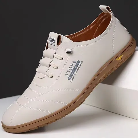 Men's Casual Loafers Microfiber Leather Slip On Shoes Lightweight Breathable Soft Sole Business Flat Dress Shoes Comfortable Walking Shoes