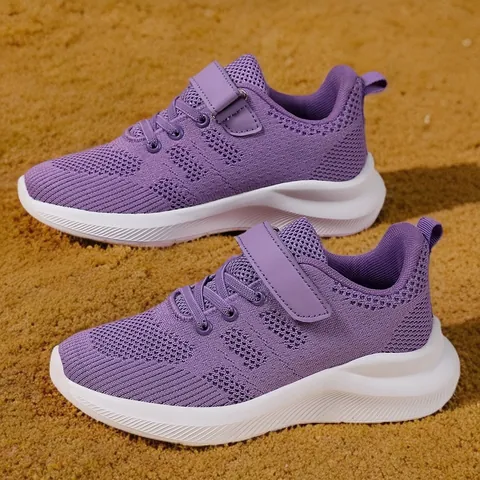Girls Breathable Mesh Sneakers Lightweight Casual Running Shoes for Kids Spring Autumn Hook and Loop Non-slip Sport Shoes