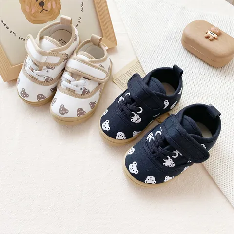 Kinder Bär Druck Stoffschuhe Weiche Sohle Kleinkind Lässige Turnschuhe Mit Klettverschluss Für Jungen Mädchen Alltag