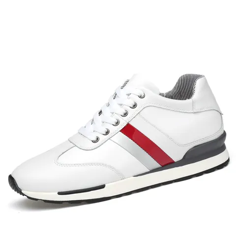 Men Hidden Height Increasing Sneakers Cowhide Fabric Breathable Wear Resistant Korean Style Casual Sporty Running Shoes For Daily Walking