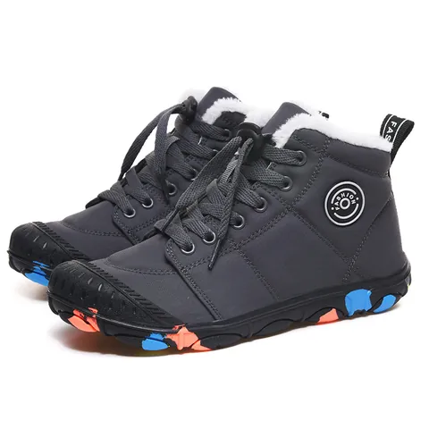 Kids High-Top Snow Boots Waterproof Oxford Cloth Warm Fleece Lined Winter Outdoor Shoes For Boys Girls Travel Anti-Slip Cotton Boots