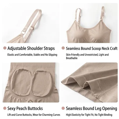 Body Moldeador Sin Costuras para Mujer Control de Abdomen Levantador de Glúteos Ropa Interior Adelgazante Muslo Recuperación