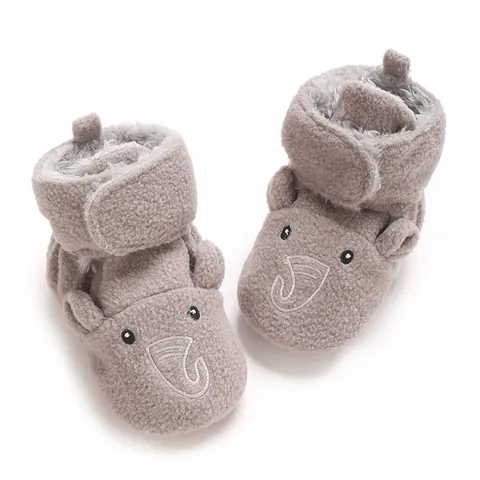Baby Prewalker Shoes Winter Warm Cartoon Panda Elephant Bear Soft Sole Anti-Slip Infant Fleece Booties For Newborns