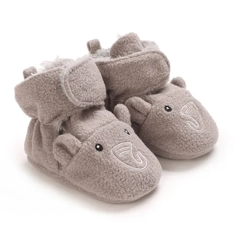 Baby Winter Warm Pre-walker Shoes Cartoon Animal Panda Bear Elephant Soft Sole Fleece Boots For Newborn Infants Toddlers