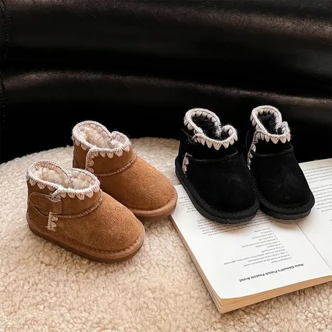 Stivali da Neve Invernali per Bambini Caldo Pile Foderato Bambino Outdoor Boots Con Bordo Uncinetto Stivaletti Antiscivolo