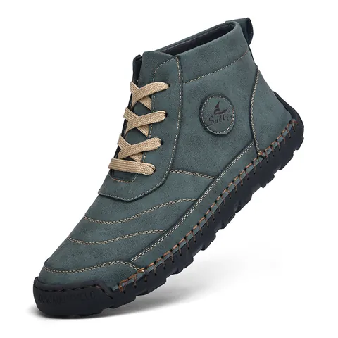 Men's Large Size High Top Martin Boots Casual Hand Stitched PU Leather Short Boots For Spring Summer Autumn Winter Outdoor Wear