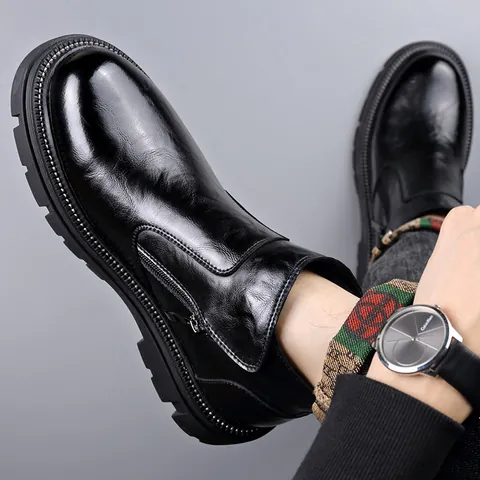 Herren Echtes Leder Martin-Stiefel Britischer Stil Chelsea Boots Mit Seitenreißverschluss Dicke Sohle Warmes Fleecefutter Lässige Retro Kurze Stiefel