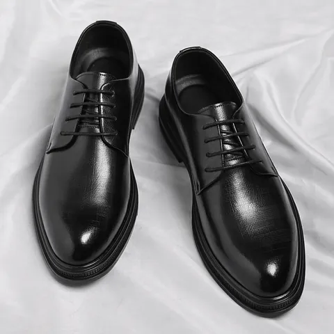Britischer Stil Herren Business Lederschuhe Spitze Zehe Schnürschuhe Recyceltes Leder Formelle Hochzeit Bräutigam Dress Shoes