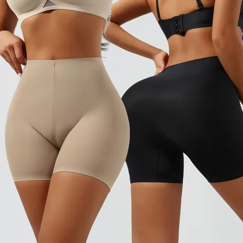 Women Seamless Shapewear Shorts Mid Waist Tummy Control Butt Lifter Body Shaper Nylon Safety Pants Postpartum Slimming Underwear