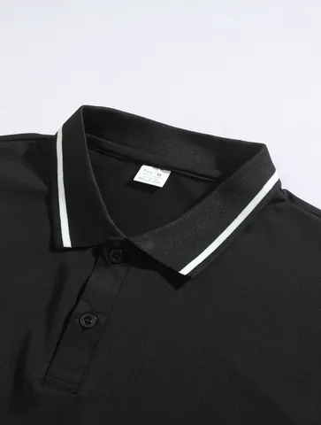 Men Long Sleeve Polo Shirt Jacquard Breathable Lapel Top Urban Sporty Casual Contrast Stripe Knitted Autumn Outdoor Fashion Top