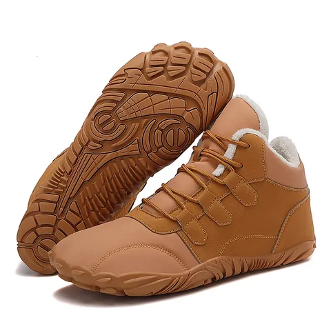 Heren Outdoor Winter Sneeuwlaarzen Warme Kunstbontvoering High-top Casual Schoenen Antislip Rubberen Zool Vetersluiting Sportsneakers Wandellaarzen