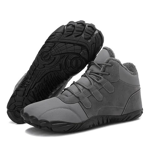 Heren Outdoor Winter Sneeuwlaarzen Warme Kunstbontvoering High-top Casual Schoenen Antislip Rubberen Zool Vetersluiting Sportsneakers Wandellaarzen