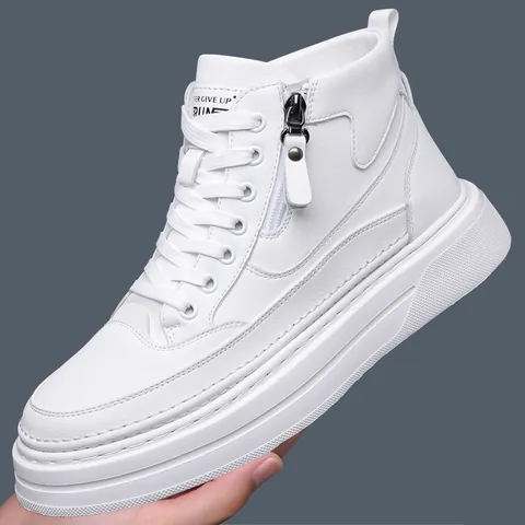 Botas Martin de Caña Alta para Hombre Cuero de Microfibra Forro de Felpa Invierno Cálido Zapatos Deportivos Casuales Cremallera Lateral Moda Urbana