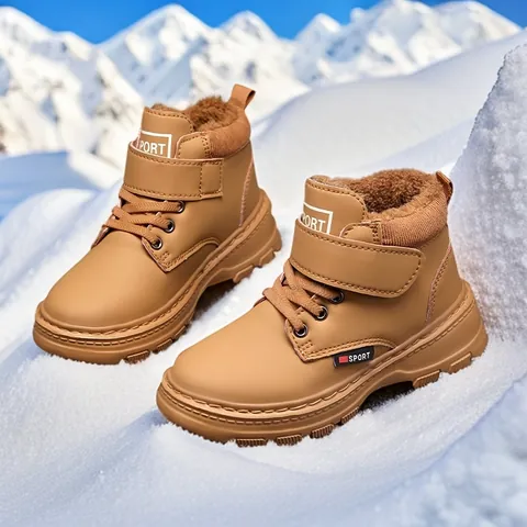 Bottines Martin d'Hiver pour Enfants Garçons Filles Imperméables Doublées en Polaire Chaudes Bottes de Neige Antidérapantes