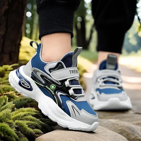 Zapatillas de Running para Niños Cuero Sintético Transpirable Antideslizante Suela Blanda Deporte Casual Moda Bloque de Color Niños Niñas Otoño 2024