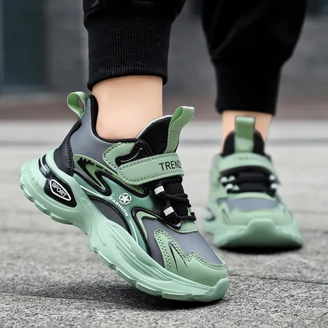 Zapatillas de Running para Niños Cuero Sintético Transpirable Antideslizante Suela Blanda Deporte Casual Moda Bloque de Color Niños Niñas Otoño 2024