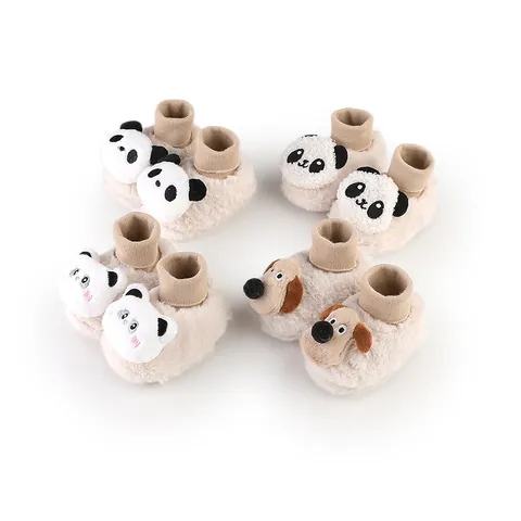 Winter Warm Plush Infant Pre-walker Shoes Cute Cartoon Panda Dog Soft Sole Baby First Walker Shoes For Newborn Boys Girls
