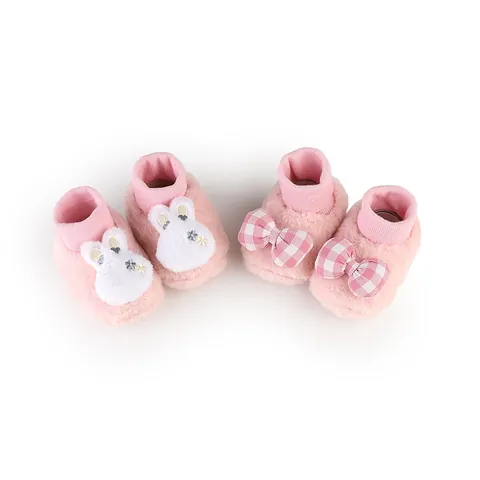 Newborn Baby First Walkers Winter Warm Fleece Lined Sock Shoes Anti Slip Cartoon Panda Rabbit Dog Soft Sole Indoor Shoes