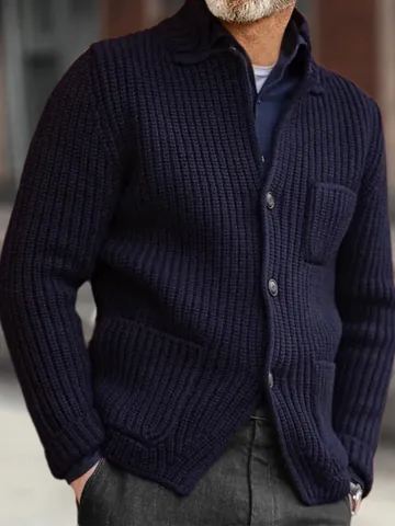 Heren Casual Acryl Gebreid Vest Trui Jas Opstaande Kraag Knoop Slim Fit Gebreide Bovenkleding Jas voor de Winter