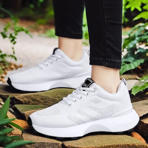 Scarpe da Papà in Rete Traspirante da Donna Ragazza 2024 Primavera Autunno Suola Spessa Chunky Sneakers Casual Moda Sportive Allacciate Scarpe Genitore-Figlio