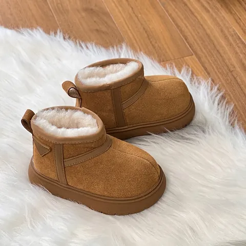 Children Plus Velvet Warm Snow Boots Microfiber Leather Soft Sole Unisex Winter Ankle Boots