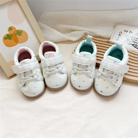 Kleinkind Baby Lauflernschuhe Japanischer Stil Stern Herz Druck Weiche Sohle Kunstleder Klettverschluss Lässige Kinderschuhe