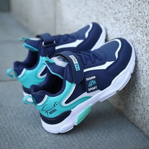 Boys Running Shoes Waterproof Kids Athletic Sneakers For 4-15 Years Old Students Casual Non-Slip Hook And Loop Sport Shoes
