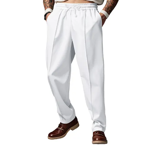 Men Casual Polyester Jogger Bottoms Oversize Spring Autumn Loose Sweatpants Solid Drawstring Straight Leg Sport Trousers