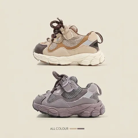 Zapatillas Deportivas para Bebés Niñas Niños Malla Transpirable Cuero de Microfibra Patchwork Zapatos de Papá Antideslizante Primeros Pasos