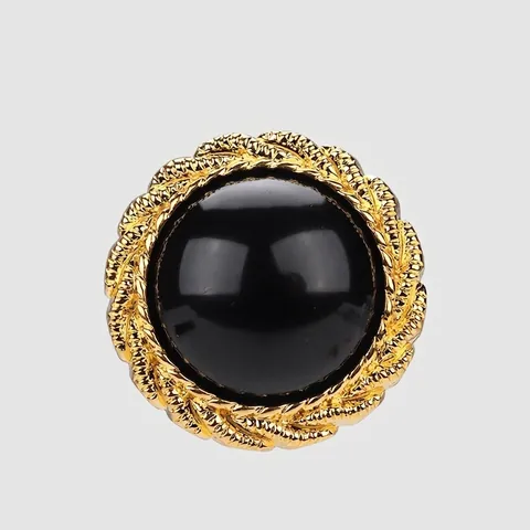 Vintage High-end Round Shank Button ABS Nylon Gold Black Woven Border Decorative Sewing Button For Coat Suit DIY Craft