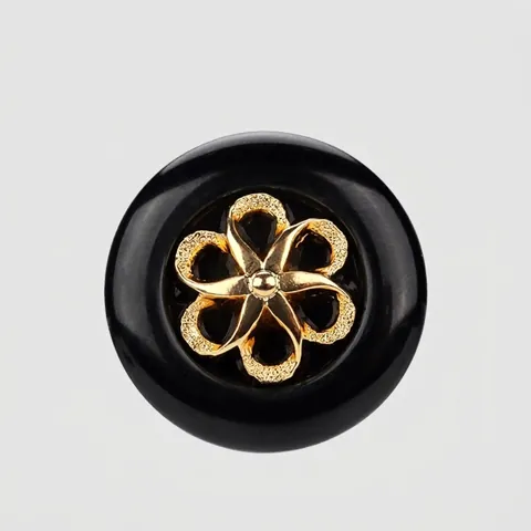 Bottoni Decorativi Vintage Rotondi in ABS Nylon Con Intarsio Floreale Bottoni Neri con Petali in Metallo Dorato per Cappotto Abito Accessori da Cucito