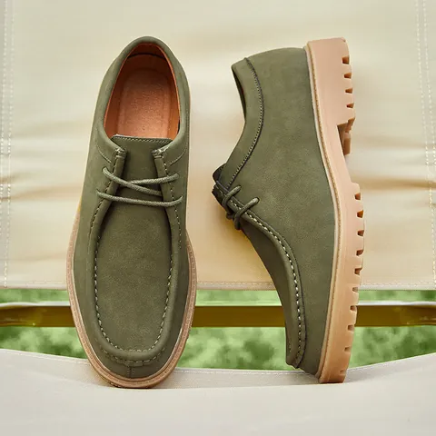 Zapatos de Cuero Clásicos para Hombre Estilo Wallabee Retro Japonés Workwear Derby con Cordones Suela Gruesa Antideslizantes Zapatos Casuales para Aire Libre