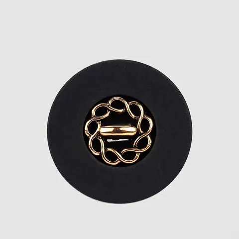 High-End Runde Knöpfe Schwarz Nylon ABS Gold Metall Inlay Gewebe Muster Dekorative Verschlüsse Für Anzug Mantel Blazer