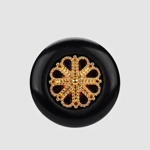 Hochwertige ABS Nylon Schwarz Gold Blumen Ösenknöpfe Runde Dekorative Knöpfe Für Mäntel Anzüge Blazer Jacken Nähzubehör
