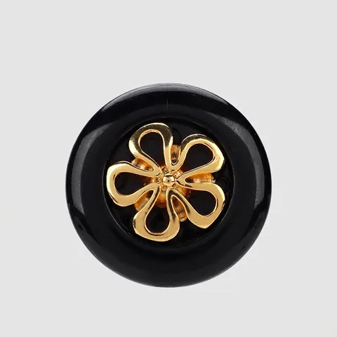 Round Black Gold Floral Shank Buttons High Grade Nylon ABS Decorative Buttons For Coats Suits Blazers Sewing DIY Craft