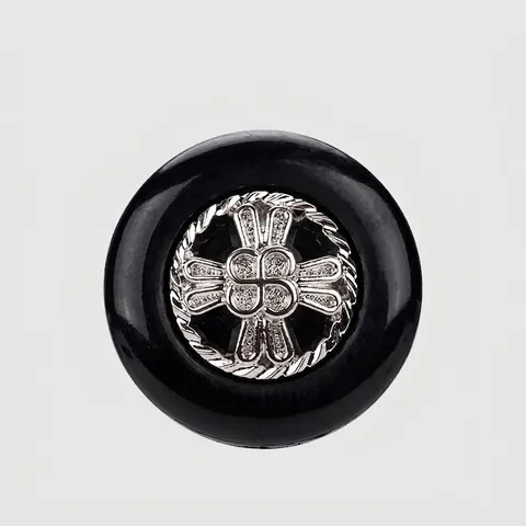 Hochwertiger Schwarzer Nylon Silber Kreuzblumen Ösenknopf Für Anzüge Mäntel Hemden Nähen Qualitativ Hochwertiges Bekleidungszubehör