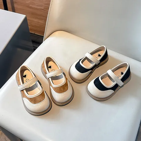 Zapatos Mary Jane Estilo Coreano para Niñas Suela Blanda Zapatos de Princesa Mocasines Bloque de Color Primavera