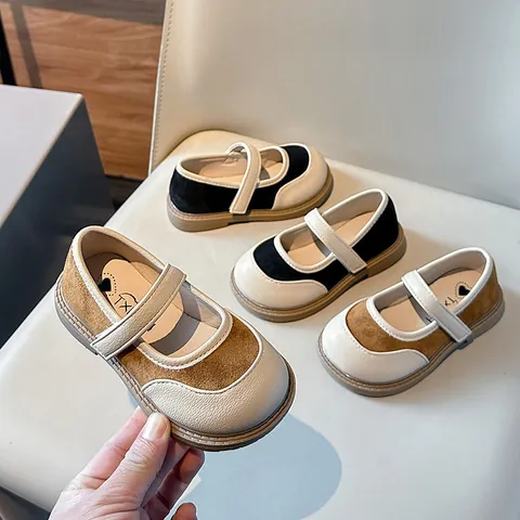 Zapatos Mary Jane Estilo Coreano para Niñas Suela Blanda Zapatos de Princesa Mocasines Bloque de Color Primavera