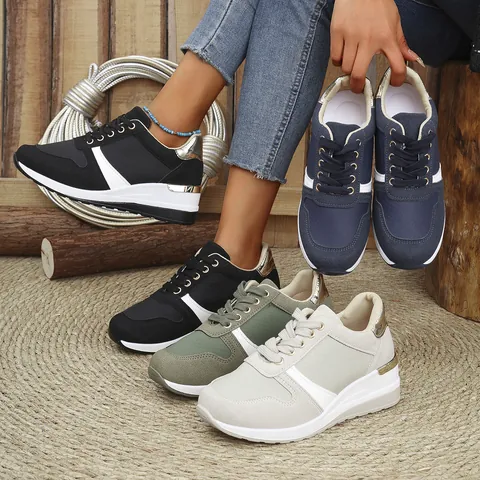 Damen Plateau Sneaker Mode Lässige Schuhe Mit Dicker Sohle Höhenvergrößerung Zum Schnüren Sportliche Wanderschuhe 2025 Frühling Neu
