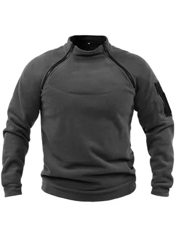 Felpa da Uomo in Pile Polare Tattica Invernale Termica Collo Rialzato Stile Militare Top Spazzolata Manica Lunga Felpa