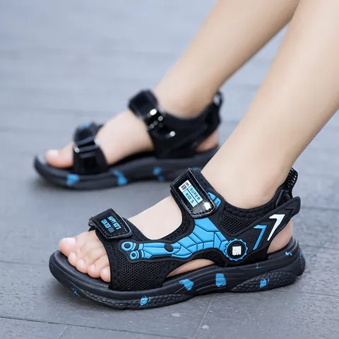 Boys Sport Sandals Summer Kids Beach Shoes Mecha Style Non-Slip Comfortable Velcro Outdoor Sandals For Boys