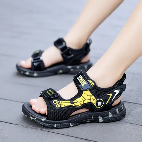 Boys Sport Sandals Summer Kids Beach Shoes Mecha Style Non-Slip Comfortable Velcro Outdoor Sandals For Boys