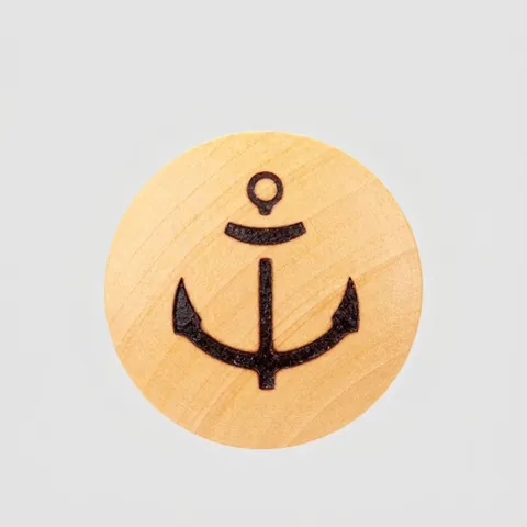 Natural Poplar Wood Anchor Pattern Round Shank Buttons For Coats Sweaters Sewing Crafts Decorative Wood Fasteners