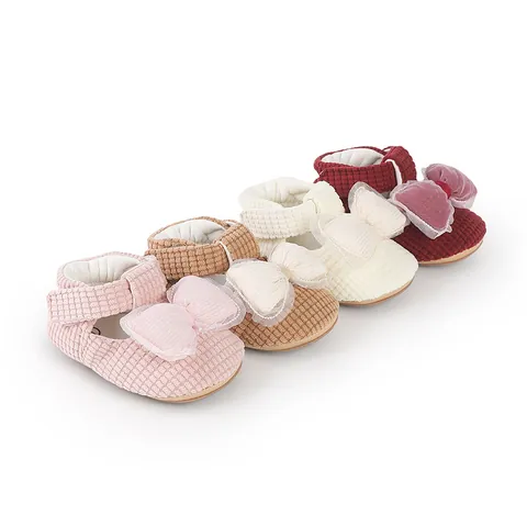 Baby Girls First Walkers Soft Sole Bow Decor Infant Shoes Breathable Cotton Toddler Walking Shoes For Newborn Spring Autumn