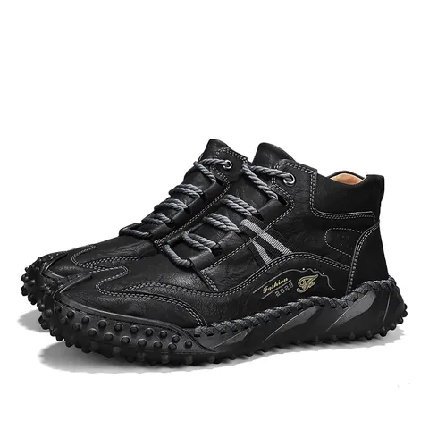 Men's Outdoor Casual High-top Shoes Synthetic Leather Fleece-lined Winter Boots Non-slip Rubber Sole Fashion 2029 Leisure Shoes